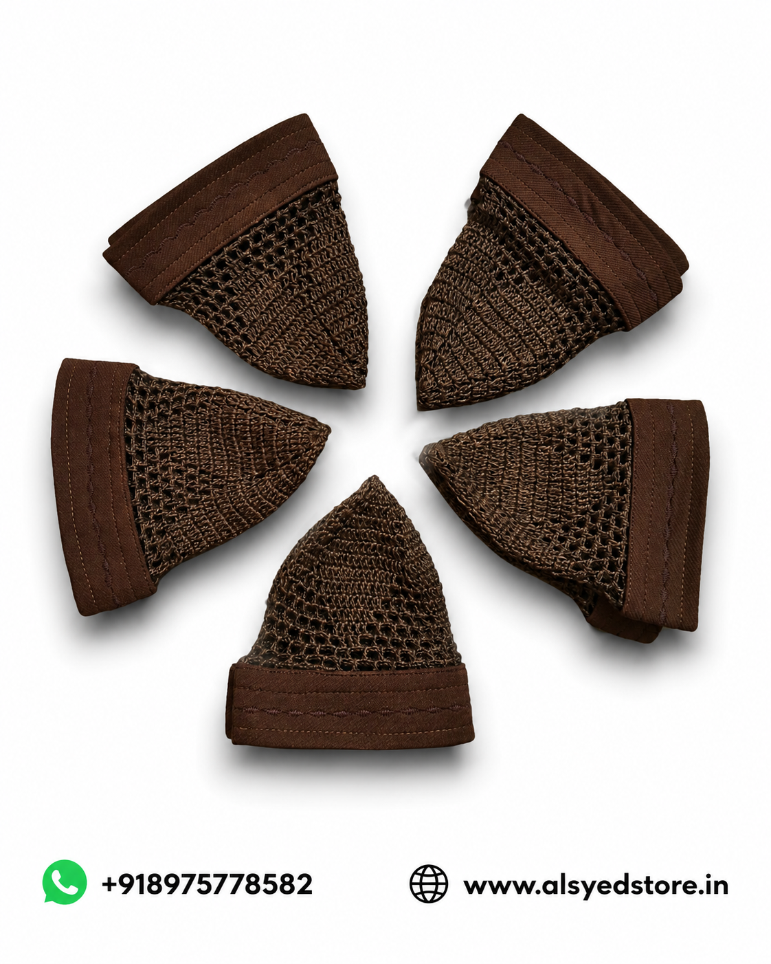 Kufi Cap Brown| Premium Islamic Namaz & Prayer Cap | Al Syed Store