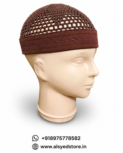 Kufi Cap Brown| Premium Islamic Namaz & Prayer Cap | Al Syed Store