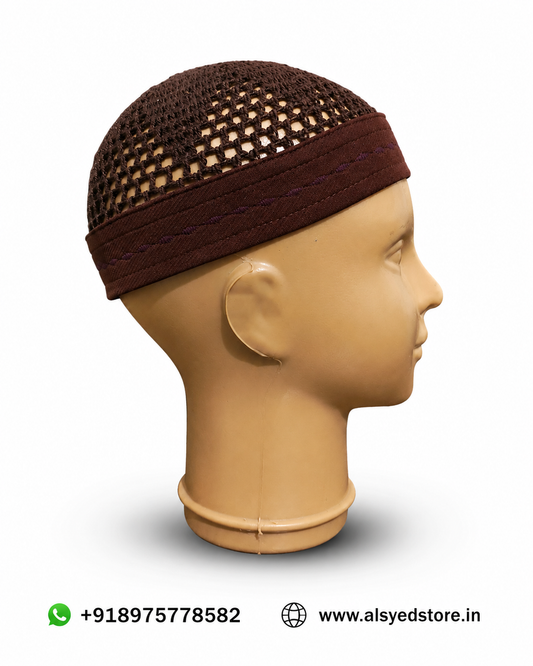 Kufi Cap Brown| Premium Islamic Namaz & Prayer Cap | Al Syed Store