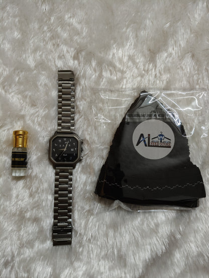BLACK KUFI CAP/ ONE MILLION ATTAR / SABR WATCH CAMBO