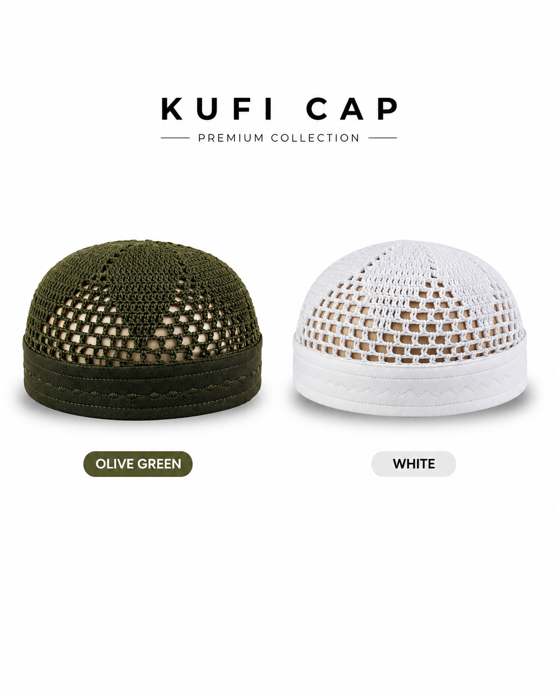 Premium Kufi Cap Bundle – Muslim Prayer Cap & Namaz Topi