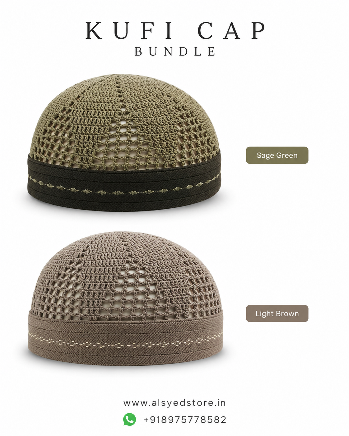 Premium Kufi Cap Bundle – Muslim Prayer Cap & Namaz Topi